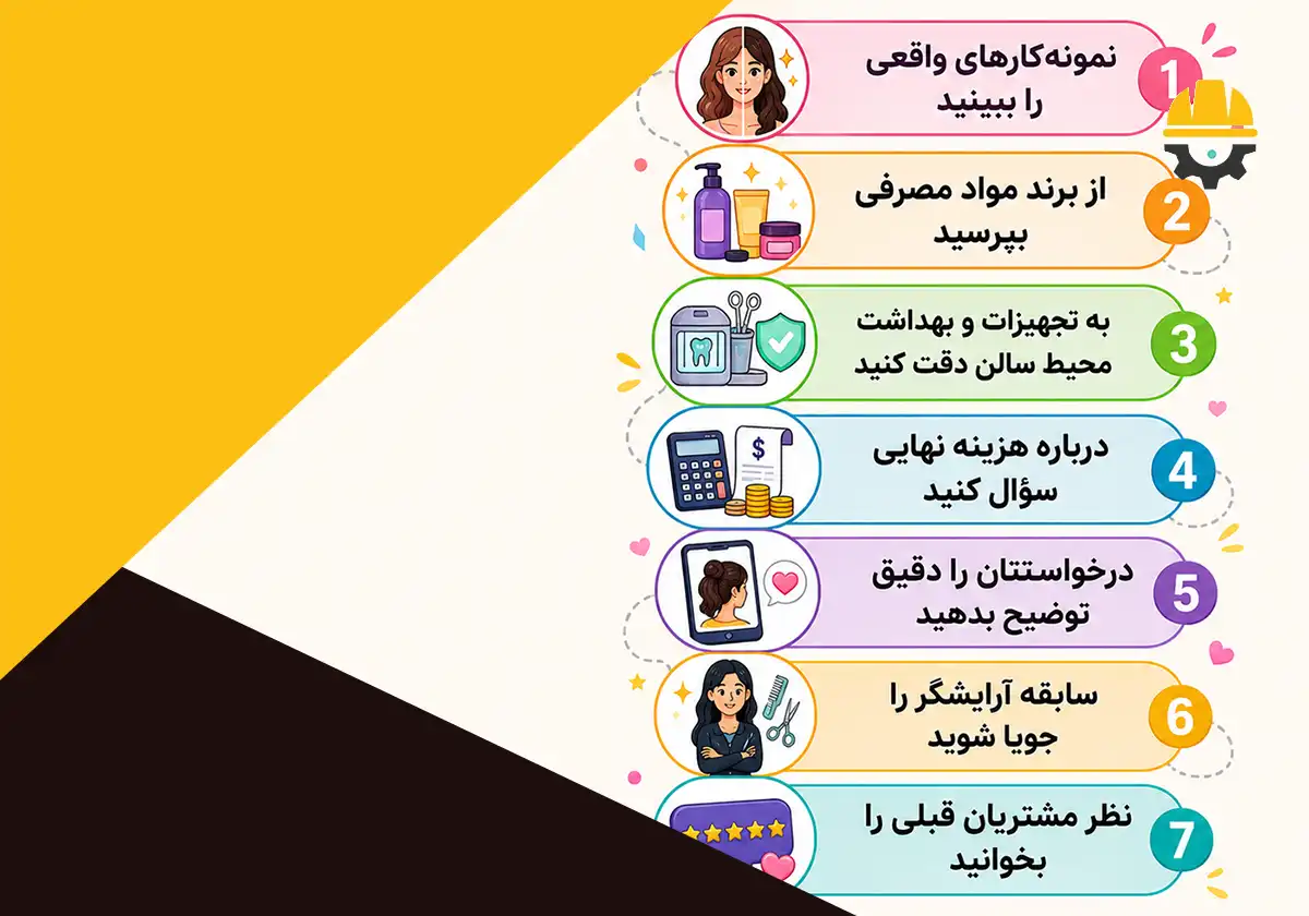 اینفوگرافیک نکات انتخاب بهترین سالن زیبایی در شیراز