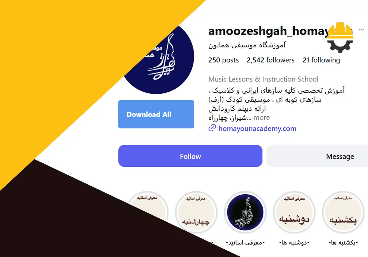 پیج اینستاگرام آموزشگاه موسیقی همایون