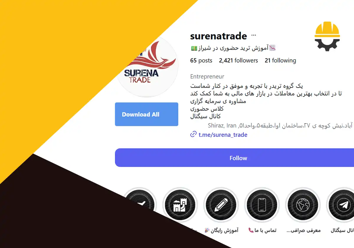صفحه اینستاگرام مجموعه سورنا ترید